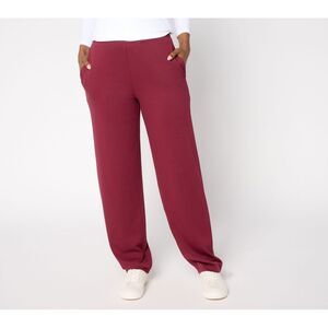 Maya J Women's Pants Sz 4XT Denim & Co. Tall Knit Twill Straight Leg Red A702918